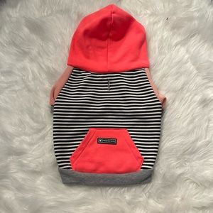Lightly worn Pink & Strip Frenchie Bulldog Hoodie Large
